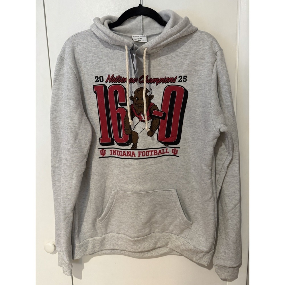 Where I'm From Indiana Football National Champions Hoodie Gray Mens Large NEW